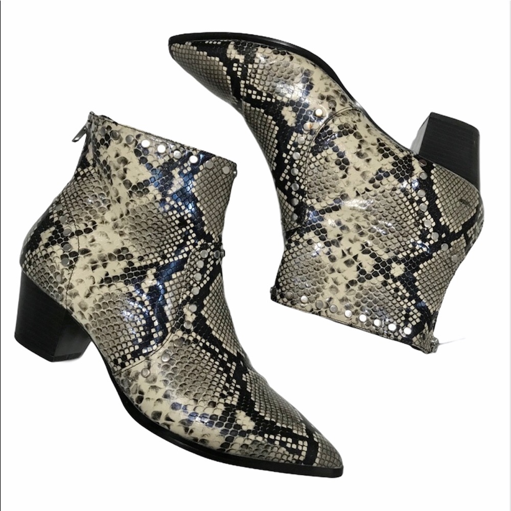 Aldo Snakeskin Studded Ankle Boots